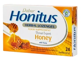 Dabur Honitus gyógynövényes étrend-kiegészítő szopogató tabletta (méz ízű) 24 db Dabur Honitus gyógynövényes étrend-kiegészítő szopogató tabletta (méz ízű) 24 db
