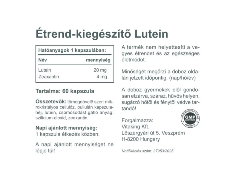 VK Lutein 20 mg 60db