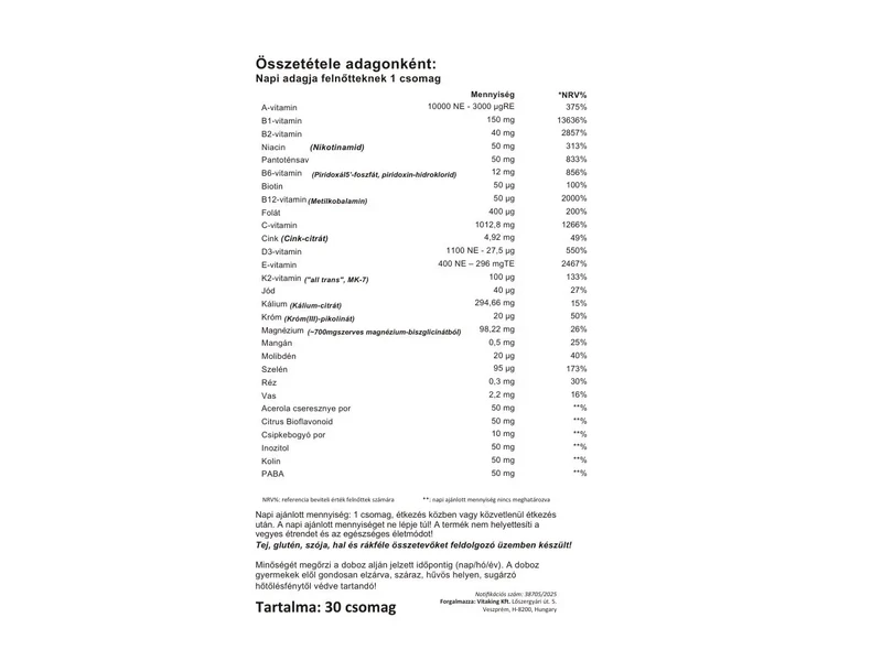 365 ALAP Multivitamin csomag 30 adag