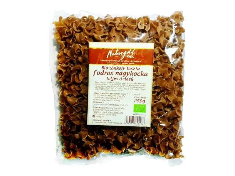 Naturgold Bio tönköly tészta fodros nagykocka teljes őrlésű 250g