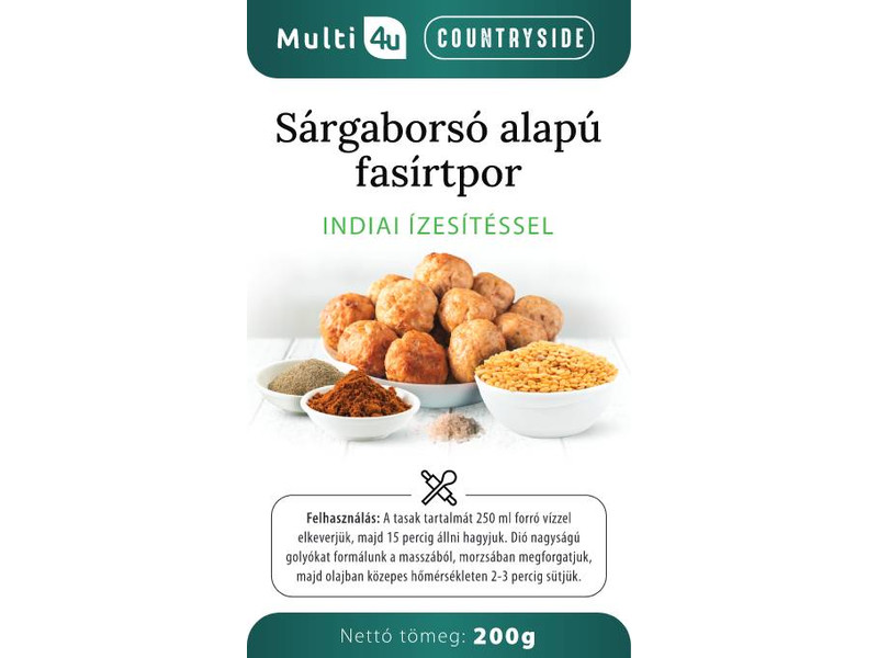 Multi 4U Countryside Sárgaborsó fasírt indiai 200g
