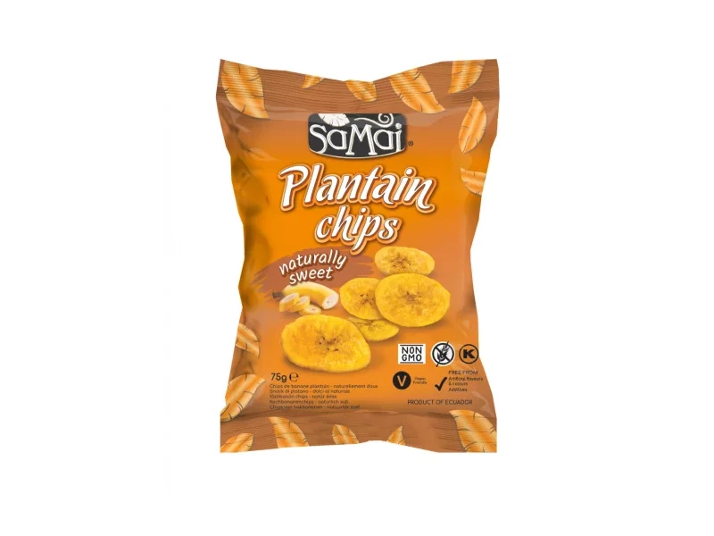 Plantain (főzőbanán) chips natúr édes 75g SAMAI