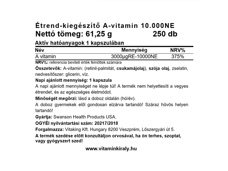 SW A-10000 IU gélkapszula 250db