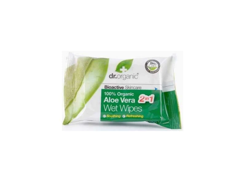 Dr. Organic Bio Aloe Vera nedves törlőkendő 20db