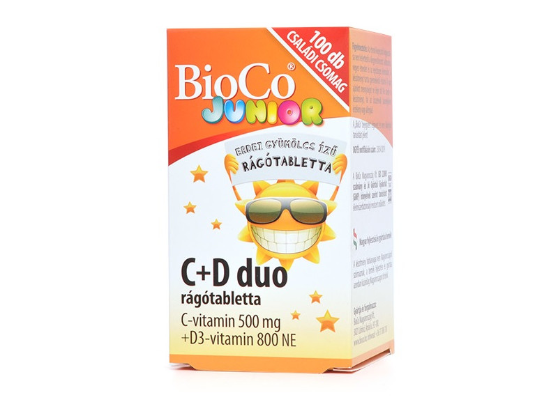 BioCo JUNIOR C+D duo családi csomag rágótabletta 100db