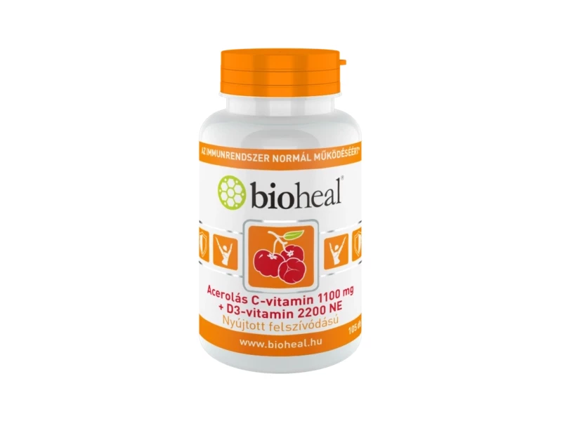 Bioheal Acerolás C-vitamin 1100 mg + D3-vitamin 2200 NE 105db