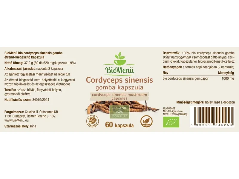 BioMenü BIO CORDYCEPS sinensis gomba kapszula 60 db