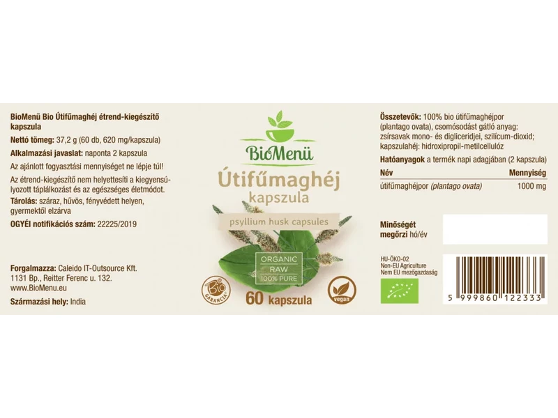 BioMenü BIO Útifűmaghéj kapszula 60 db