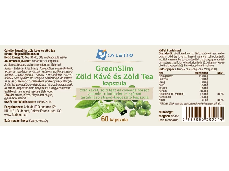 Caleido GreenSlim Zöld Kávé és Zöld Tea kapszula 60 db