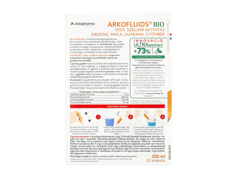 Arkofluids Bio Testi és szellemi aktivitás 20db ampulla