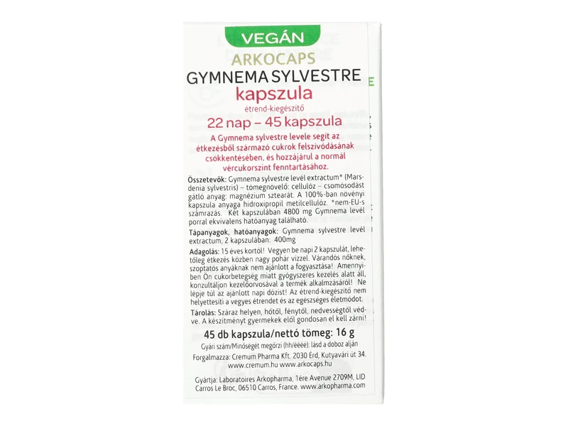 Arkocaps Gymnema Sylvestre 45 db