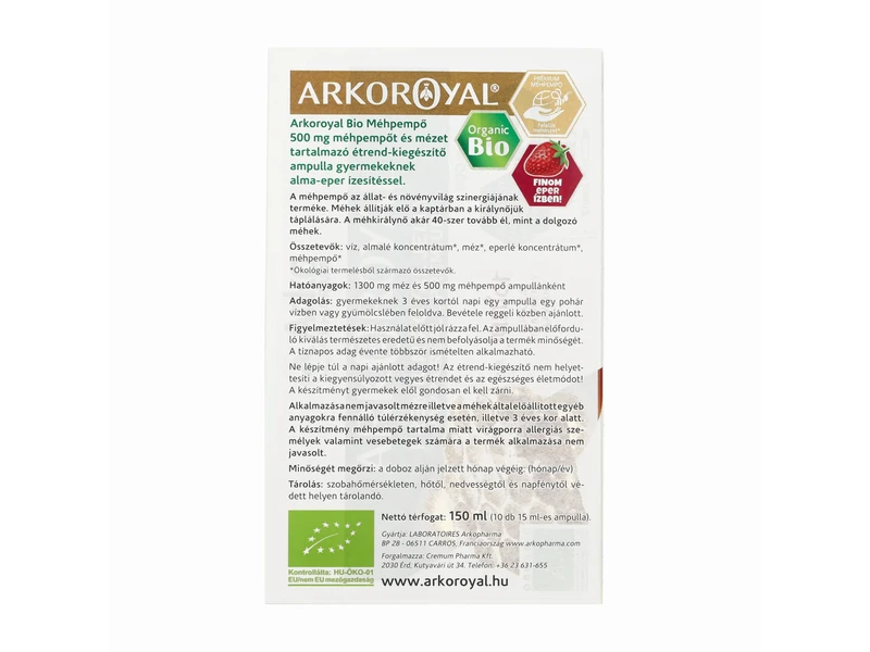 Arkoroyal Bio Junior Méhpempő ampulla 500mg 10 x 15ml