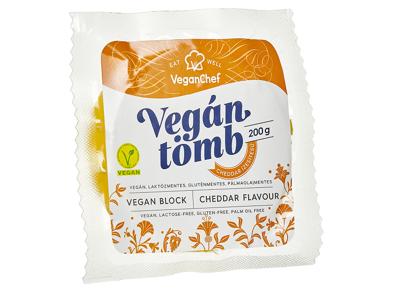 VeganChef Növényi Cheddar Tömb 200g