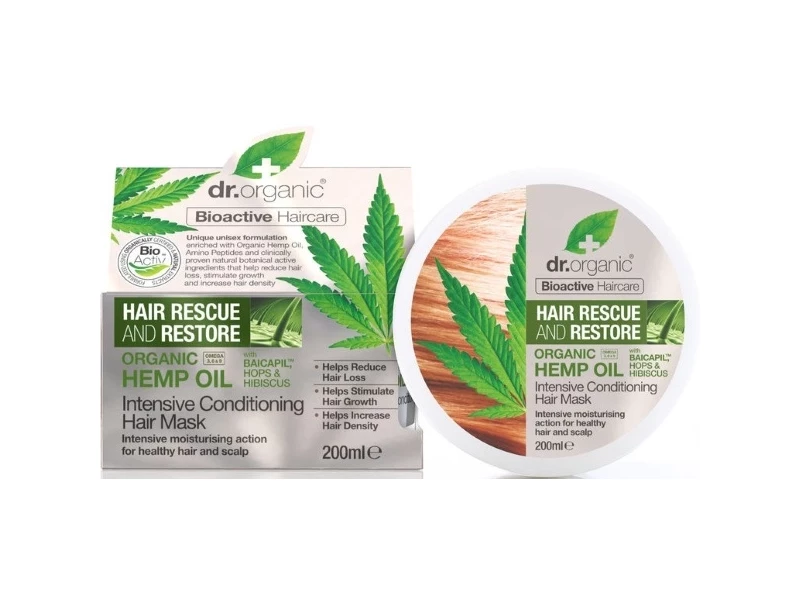 Dr. Organic Hajserkentő Intenzív hajpakolás kendermagolajjal 200