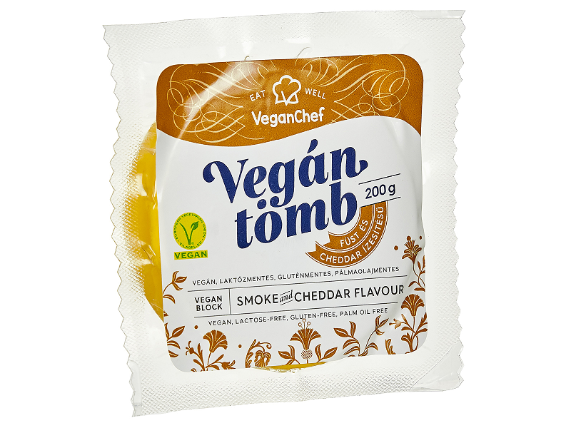 VeganChef Növényi Füstölt Cheddar Tömb 200g