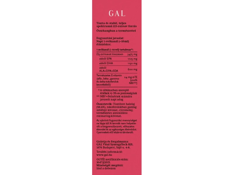 GAL Halolaj Omega3 250ml 3475mg