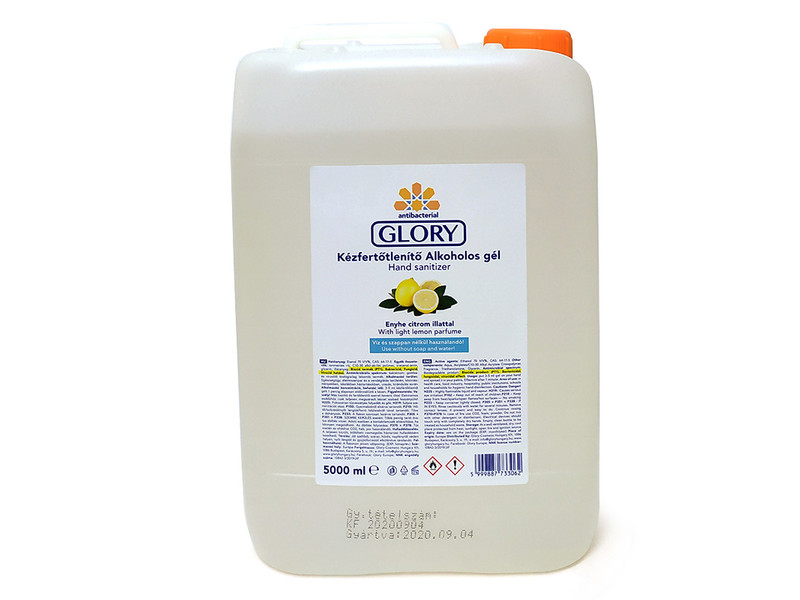 Glory kézfertőtlenítő alkoholos gél enyhe citrom illattal 5l