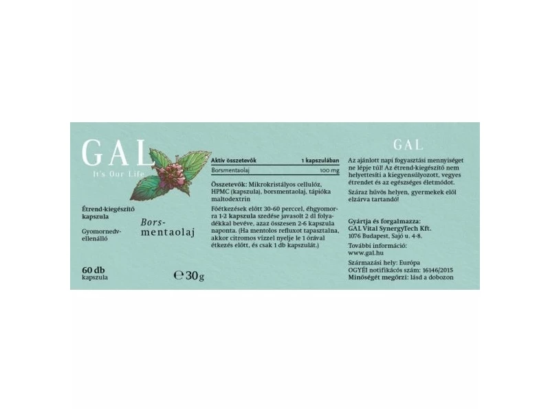 GAL Borsmentaolaj 60 kapszula 100mg ST.