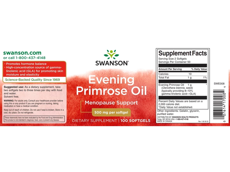 Swanson Ligetszépe olaj kapszula 500mg 100db