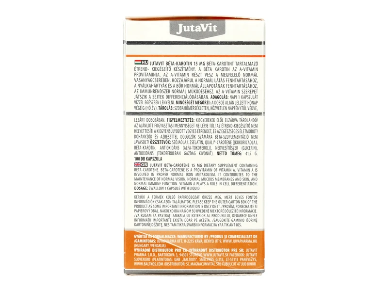 Jutavit Béta-karotin 15mg 100db