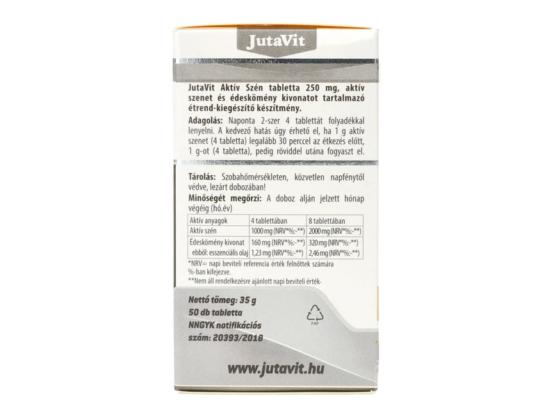 JutaVit Aktív szén tbl. 50db 250 mg