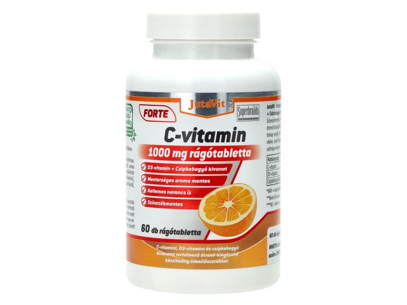JutaVit C-vitamin 1000mg Forte rágótabletta+D3+csipkeb.kivonat 60db (narancs)