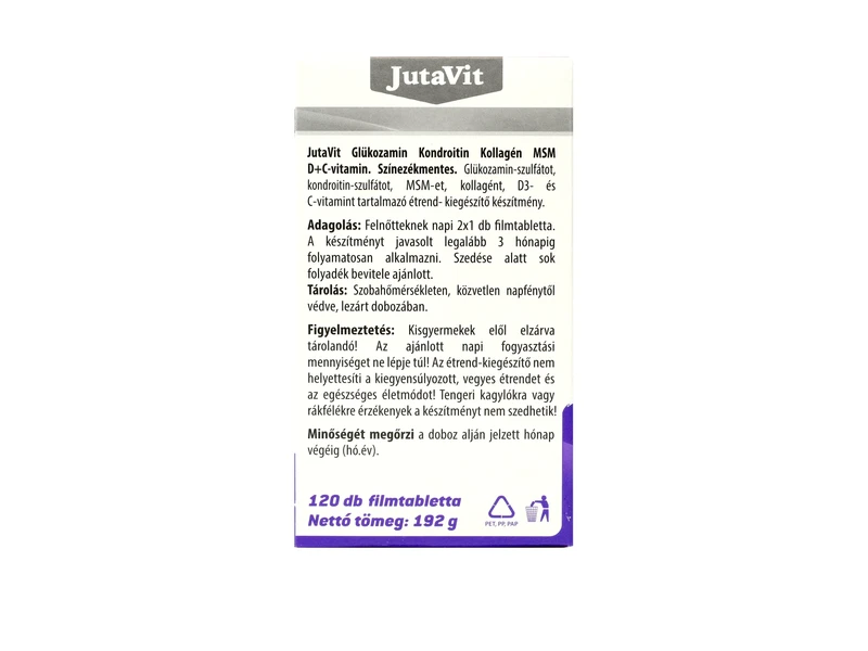 JutaVit Glükozamin+Kondroitin+MSM+Kolagén D+C vitamin tabletta 120db