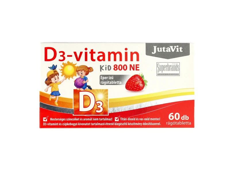 JutaVit D3-vitamin 800-NE KID eper ízű rágótabletta 60db