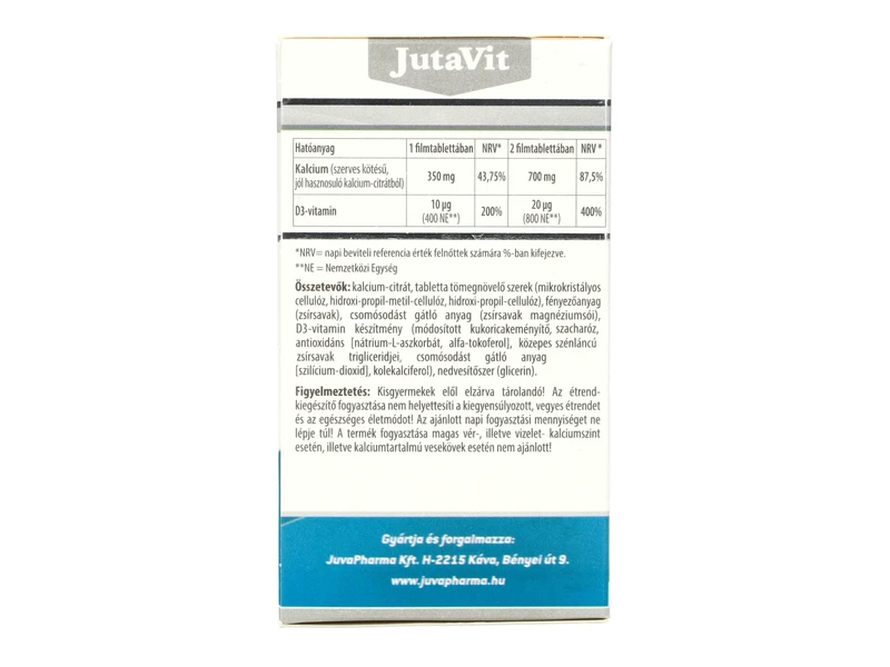 Jutavit Szerves Kalcium 350 mg+D3 Vitamin 100 db tabletta