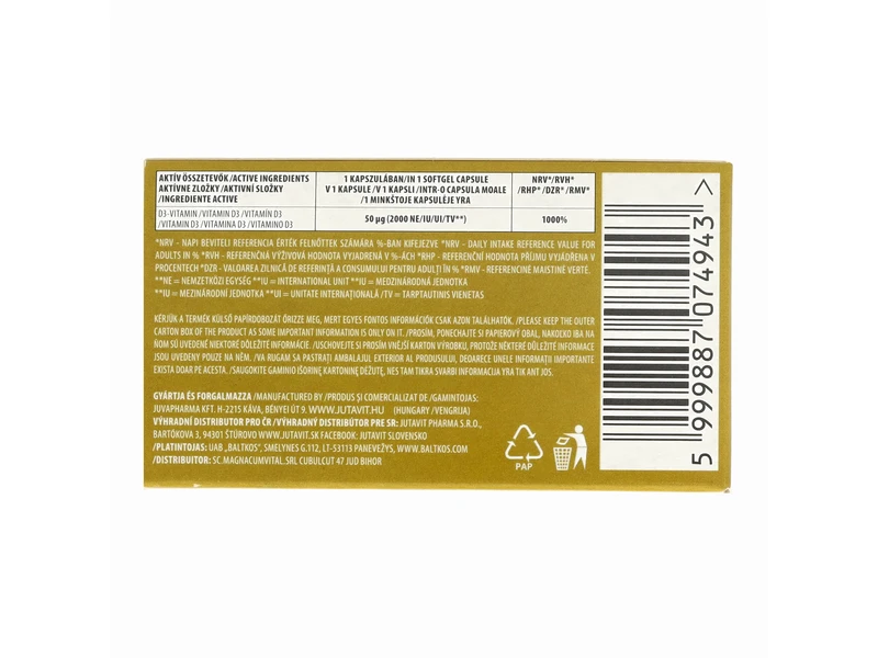 JutaVit D3-vitamin 2000NE Oliva lágykapszula 100db
