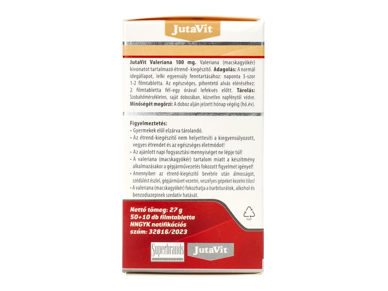 JutaVit Valeriana 100mg tabletta 50+10 db