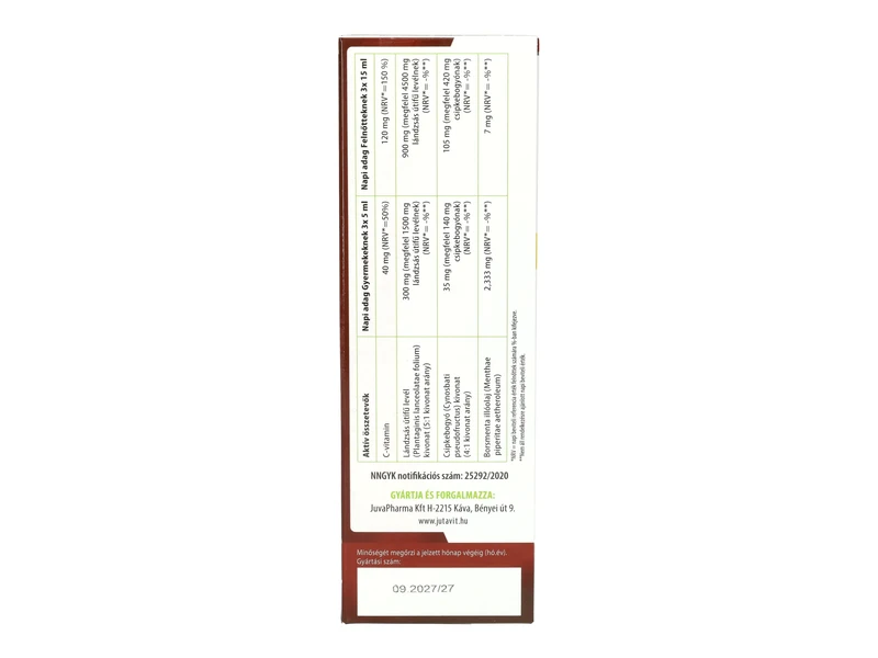 Jutavit Lándzsás útifű szirup 300ml