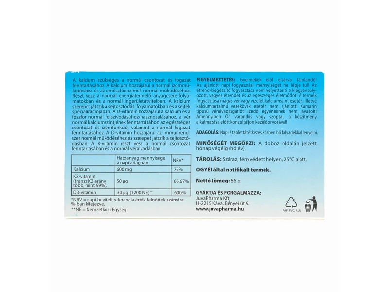 Jutavit Calcium Forte Ca/K2/D3 60 db Filmtabletta