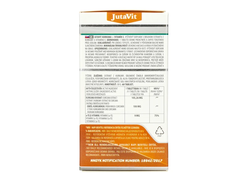 Jutavit Kurkuma Extraktum + E-vitamin 60 db Tabletta