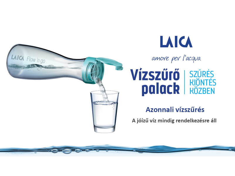 Laica Flow 'n go 1 literes instant vízszűrő palack 1 db FAST DISK szűrőbetéttel