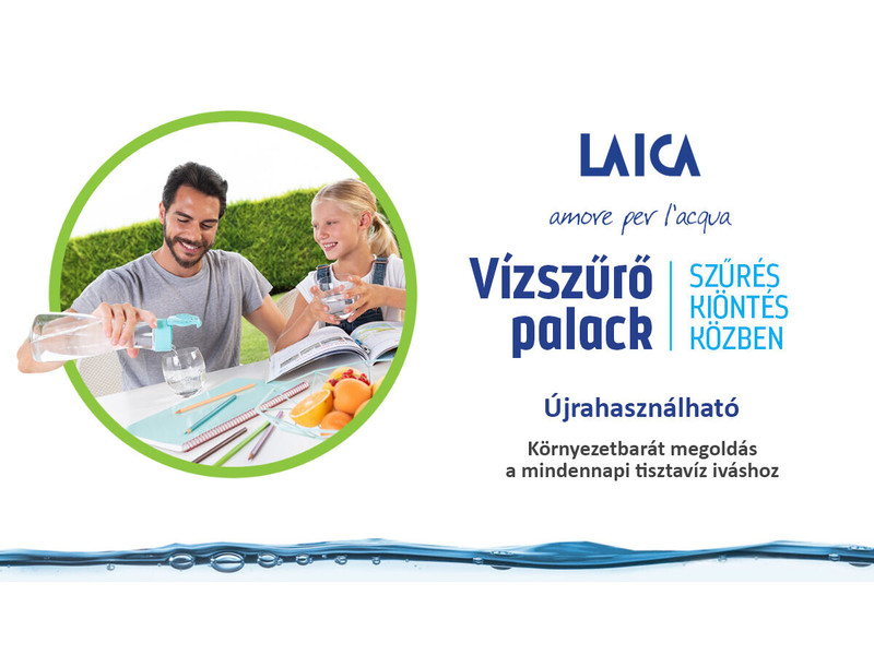 Laica Flow 'n go 1 literes instant vízszűrő palack 1 db FAST DISK szűrőbetéttel