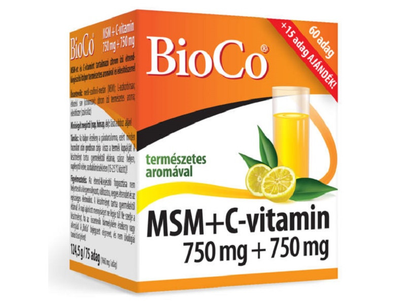 BioCo MSM+C-vitamin 750 mg + 750 mg italpor 75db