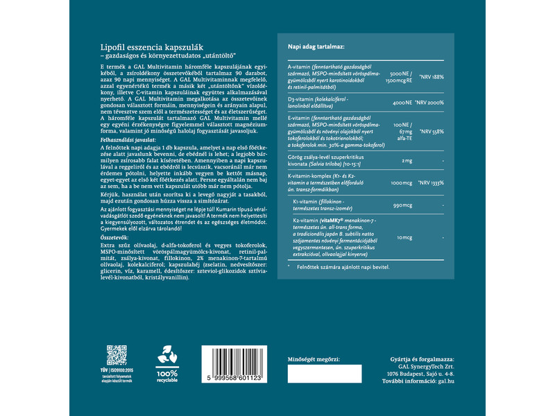 Gal Multivitamin - 90 darabos utántöltő