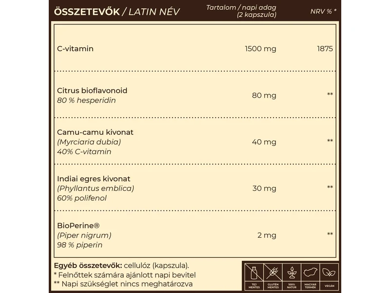 Myrobalan Vita-C 1500 mg C vitamin gyógynövény kivonatokkal 60db