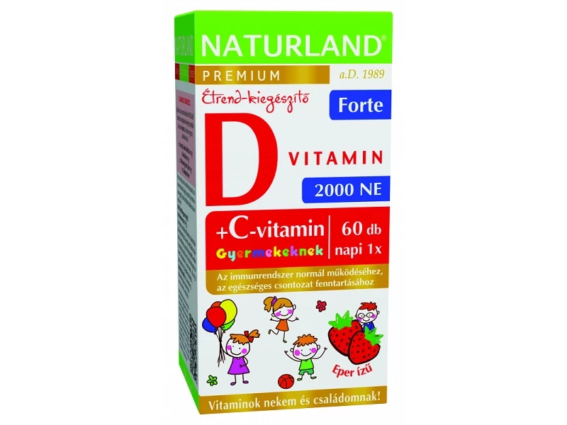 NL D-vitamin Forte Rágótabl. Gyermekeknek +C-vit. eper izű 60db