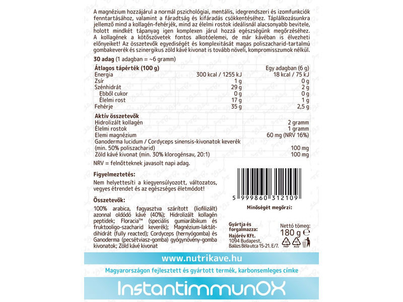 NUTRI-KÁVÉ INSTANT KÁVÉVAL 180G