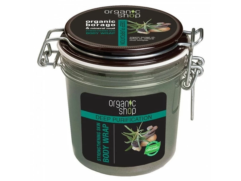 Organic Shop Mélytisztító pakolás bio borágó kivonattal és ásványi iszappal 350 ml