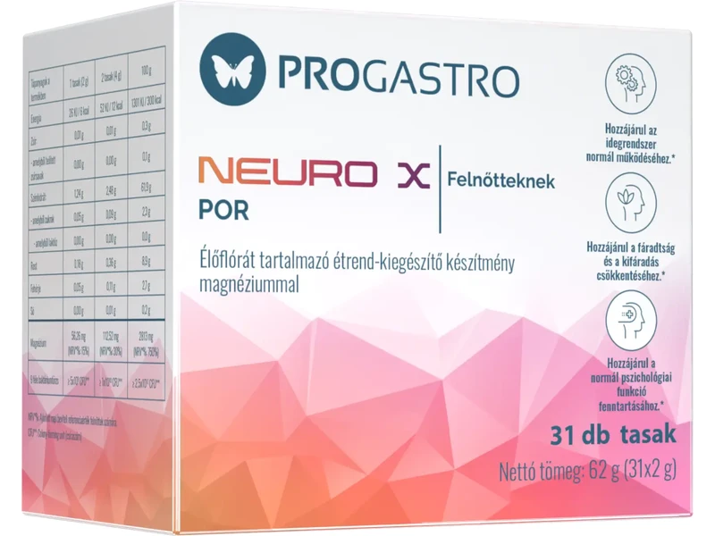 ProGastro Neuro X Élőflórát tartalmazó étrend-kiegészítő készítmény magnéziummal 31 tasak