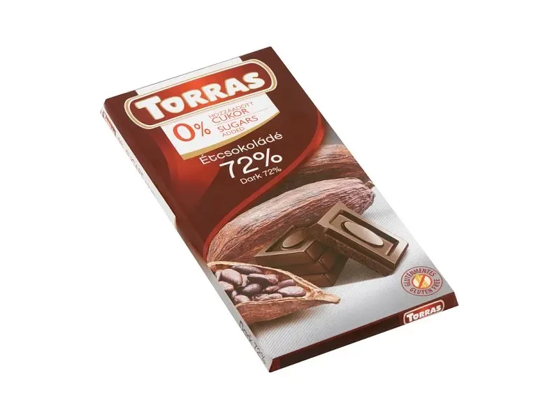 Torras Étcsokoládé 72% hozzáadott cukor nélkül 75g