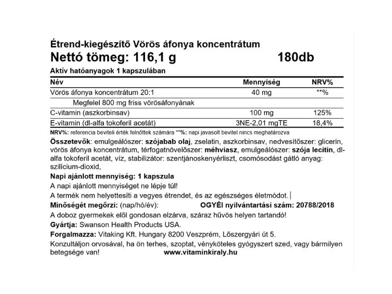SW Cranberry Vörös Áfonya 180db