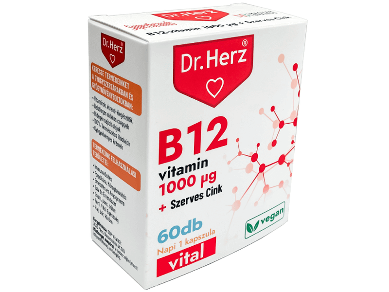Dr.Herz B12-vitamin 1000 mcg + Szerves Cink kapszula 60db
