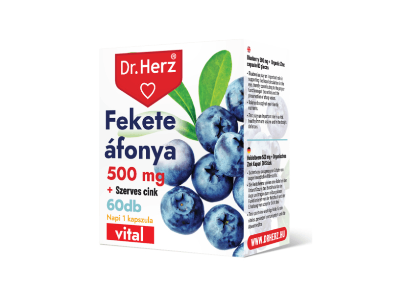 Dr.Herz Fekete Áfonya 500 mg + Szerves Cink 60 db kapszula