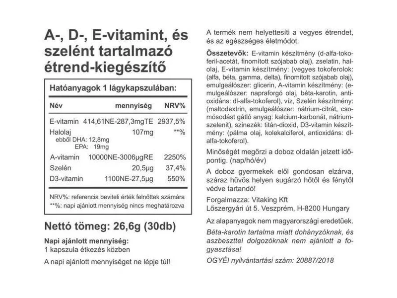 Vitaking A+D+E+Szelén 30db