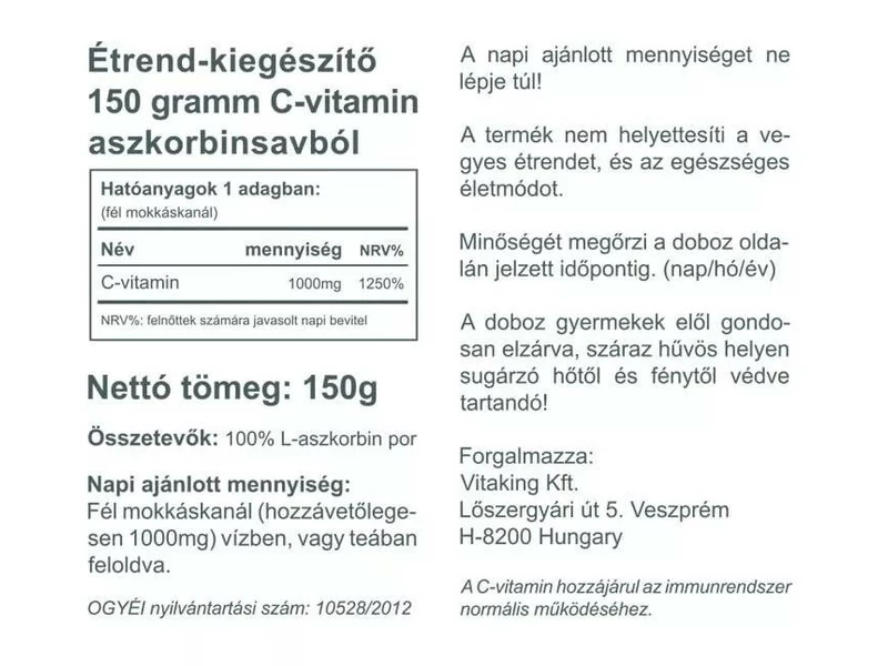 Vitaking Aszkorbinsav por 150g