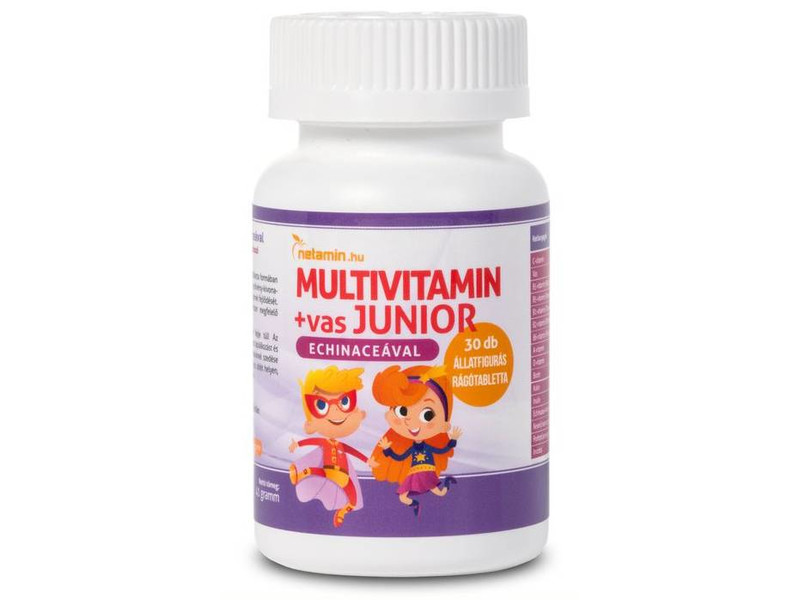Netamin Multivitamin+vas JUNIOR rágótabletta Echinaceával 30db